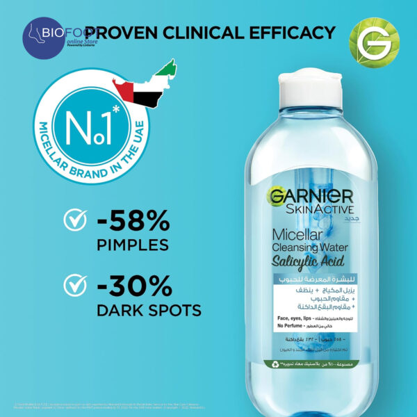 Garnier Micellar Cleaning Water Salicylic Acid 400ml - Image 4
