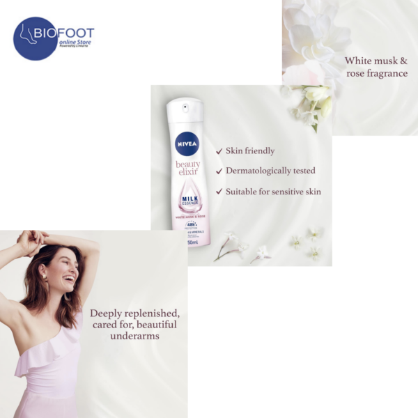NIVEA Beauty Elixir Milk Essence white Musk & Rose 48H 150ml - Image 2
