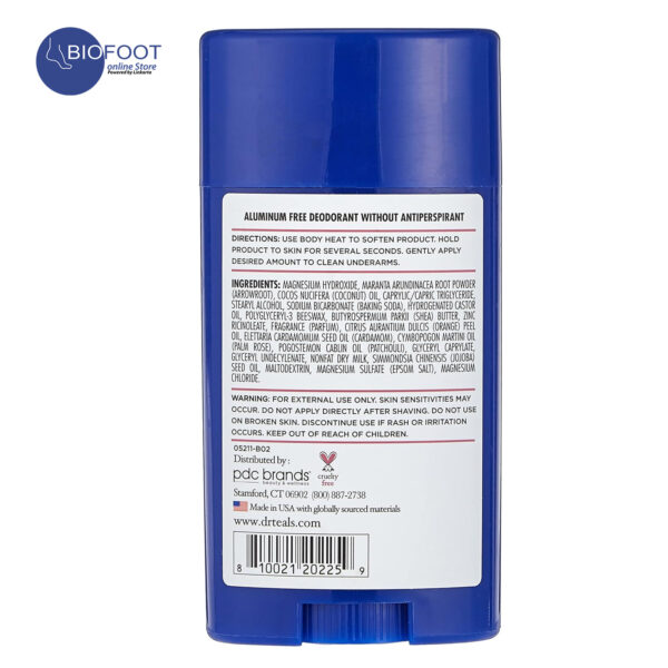Dr Teal's Aluminum Free Deodorant Magnesium Rose & Milk 75g - Image 2