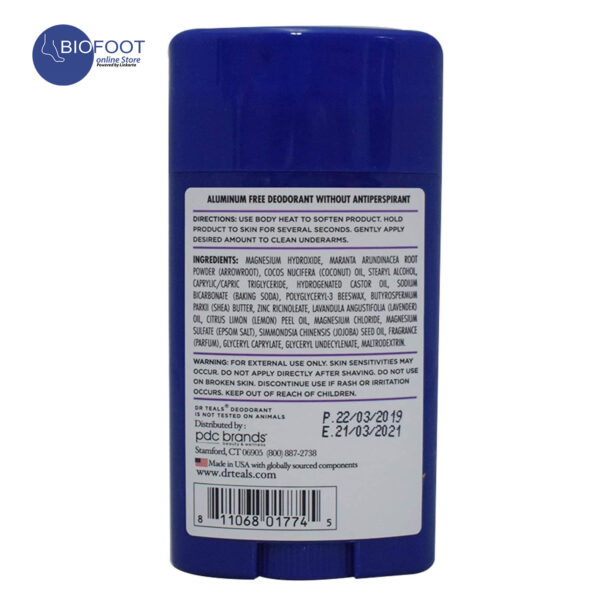 Dr Teal's Aluminum Free Deodorant Magnesium Lavender Vanilla 75g - Image 2