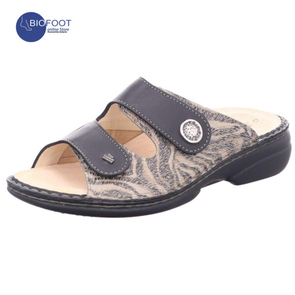 Finn Comfort Zeno Grey Black Sandals for Ladies