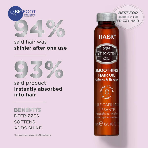 Hask Keratin Smooth Smoothing Hair Oil 18ml - Image 3