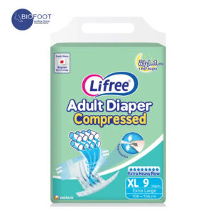 Lifree Adult Diaper Compressed Extra Heavy Flow 108-156cm Size XL 9pcs