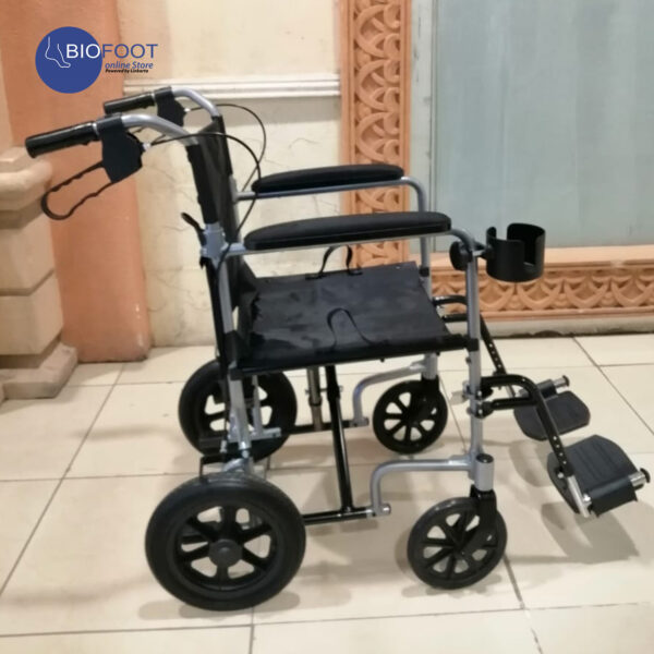 TK Lightweight Transport Wheelchair with Handbrakes, Folding Transport Chair for Adults Black - Image 7