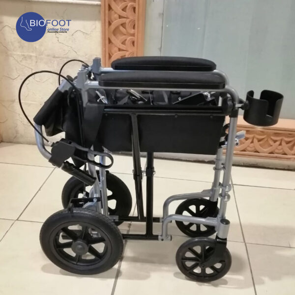 TK Lightweight Transport Wheelchair with Handbrakes, Folding Transport Chair for Adults Black - Image 6