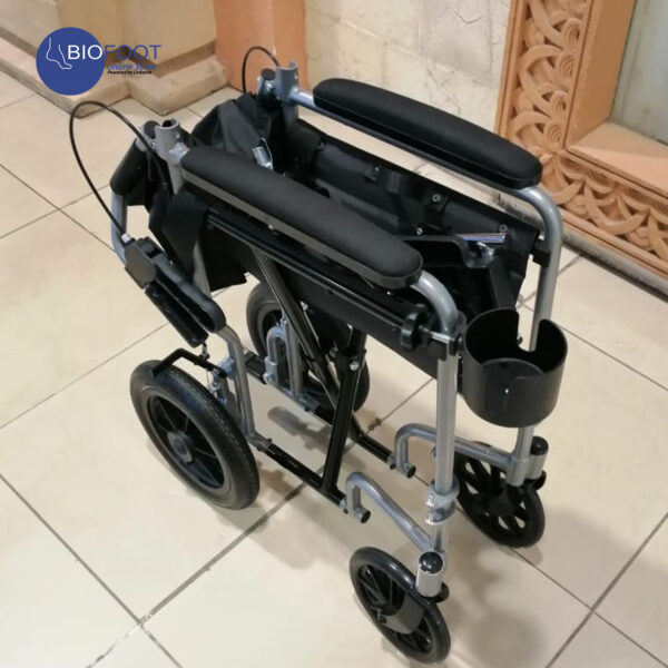 TK Lightweight Transport Wheelchair with Handbrakes, Folding Transport Chair for Adults Black - Image 8