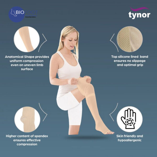 Tynor Medical Compression Stocking Thigh High Beige 170 - Image 3