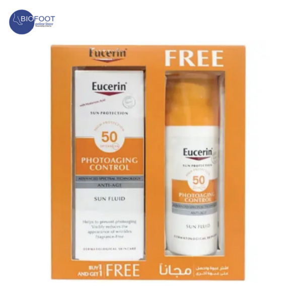 Eucerin Sun Protection High Protection SUN Fluid 50SPF 50ml offer pack buy 1 get 1 free