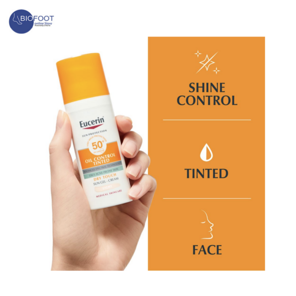 Eucerin Oil Control Tinted Dry Touch Sun Gel - Cream Medium 50ml - Image 2