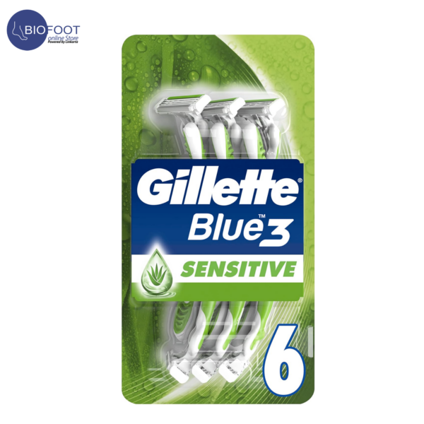 Gillette Blue 3 Sensitive Comfort Gel Disposable Razors, 6Count