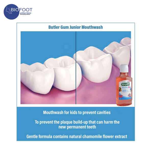 GUM Cavities Prevention Fluoride Mouth rinse Junior 6+ 300ml - Image 2