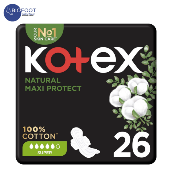 Kotex Natural Maxi Protect 100% Cotton Super 26Pads