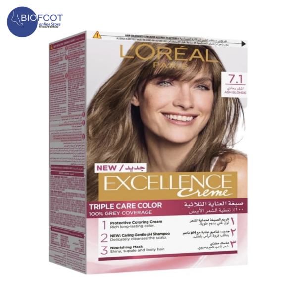L'Oreal Paris Excellence Creme Hair Colour, 7.1 Ash Blonde 250ml