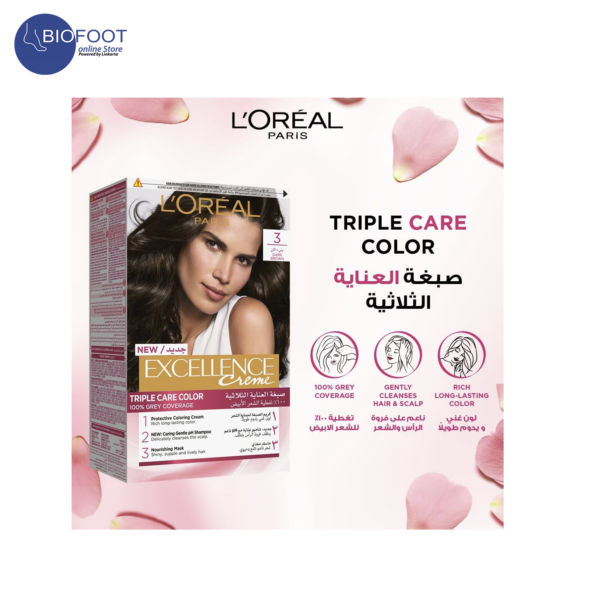 L'Oreal Paris Excellence Creme Triple Care Color 3.0 Deep Dark Brown - Image 4