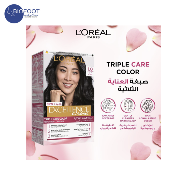 L'Oreal Paris Excellence Creme Triple Care Color 1.0 Black - Image 4