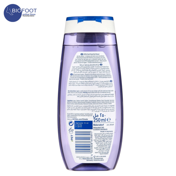 NIVEA Fresh Shower Gel Fresh Power Fruit with Vitamins 250ml - Image 2