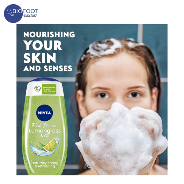 NIVEA Shower Gel Body Wash, Lemongrass & Oil with Vitamins 250ml - Image 4