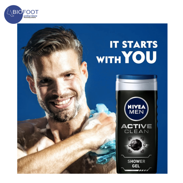 Nivea Men Active Clean Shower Gel 3in1 250ml - Image 2