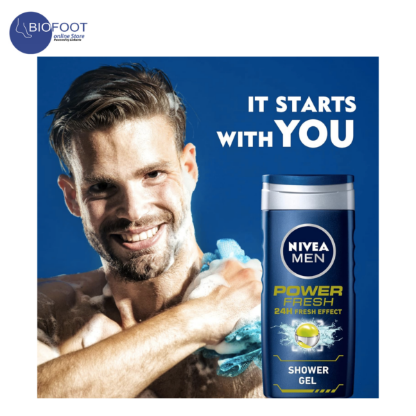Nivea Men Power 24H Fresh Effect Shower Gel 3in1 250ml - Image 2