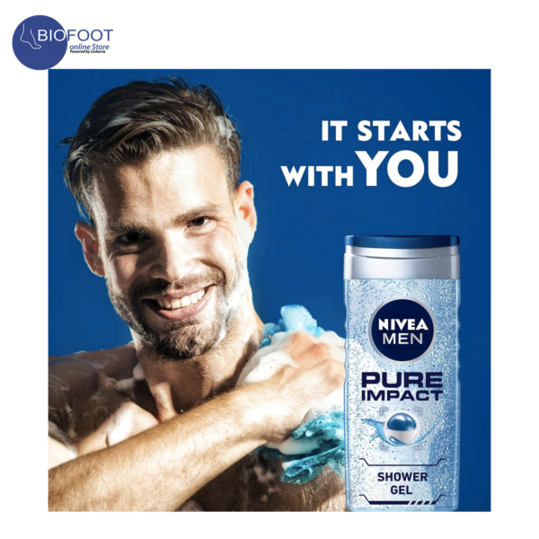 Nivea Men Pure Impact Purifying+ Mineral Shower Gel 3in1 250ml - Image 2