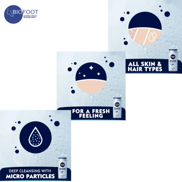 Nivea Men Pure Impact Purifying+ Mineral Shower Gel 3in1 250ml - Image 4