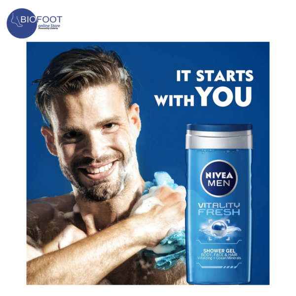 Nivea Men Vitality 24H Fresh Effect Shower Gel 3in1 250ml - Image 4