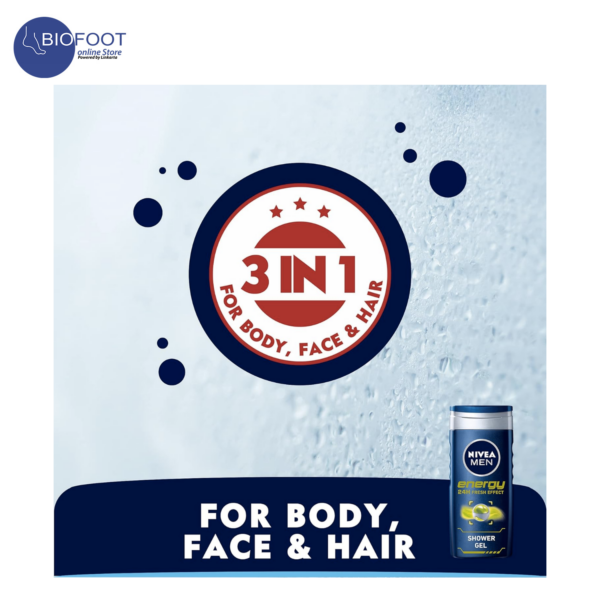 Nivea Men Energy 24H Fresh Effect  Shower Gel 3in1 250ml - Image 3