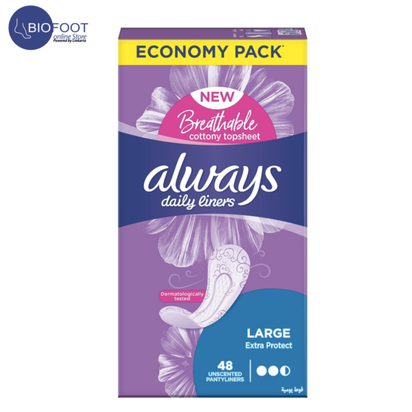 Always Daily Liners Extra Protect Pantyliners, Large, 48 Count