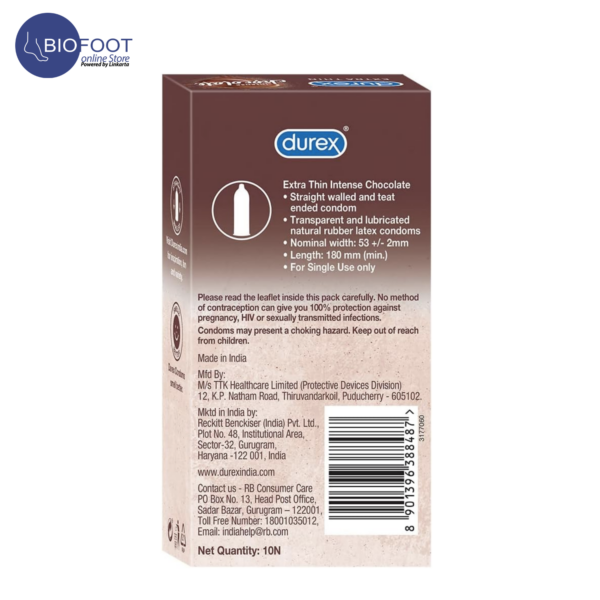 Durex Intesnse Chocolate Extra Thin Condom 10'S - Image 2