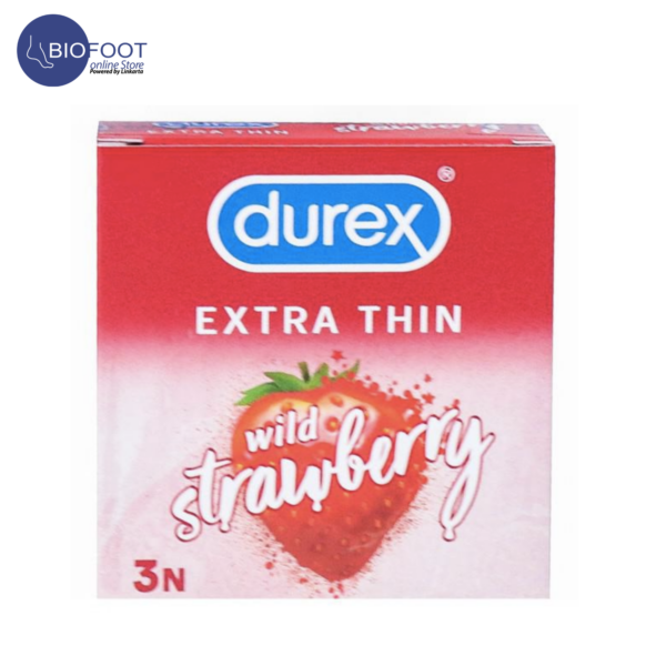 Durex Wild  Strawberry Extra Thin Condom 3'S