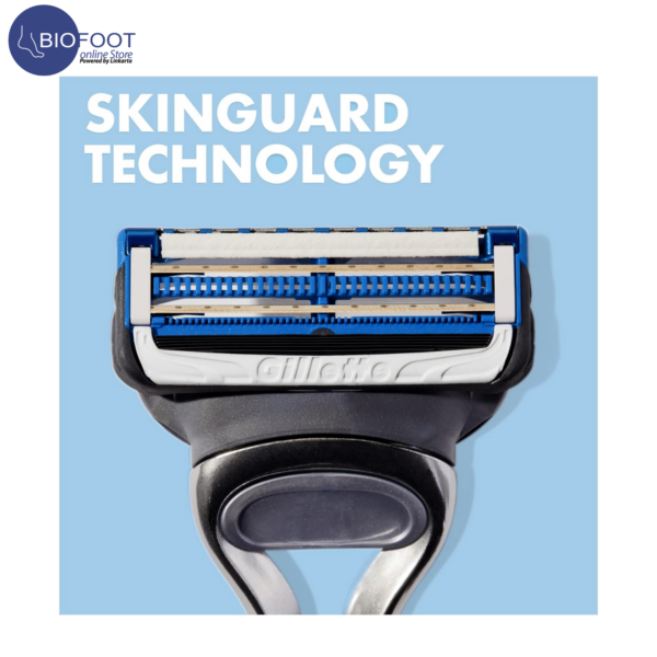 Gillette Skinguard Sensitive Blade refills 5 Count + Razor handle - Image 2
