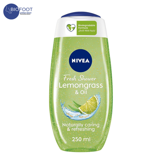 NIVEA Shower Gel Body Wash, Lemongrass & Oil with Vitamins pack of 2pcs 250ml - Image 2