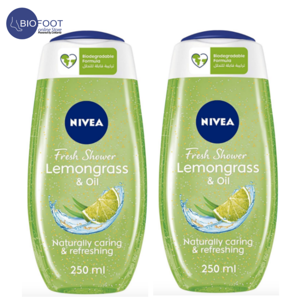 NIVEA Shower Gel Body Wash, Lemongrass & Oil with Vitamins pack of 2pcs 250ml