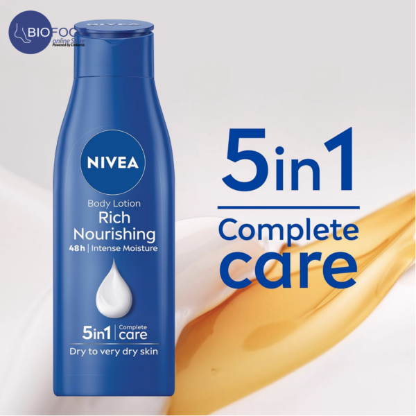 Nivea Rich Nourishing 5in1 Body Lotion for Dry to Very Dry Skin offer pack 400+250ml - Image 4