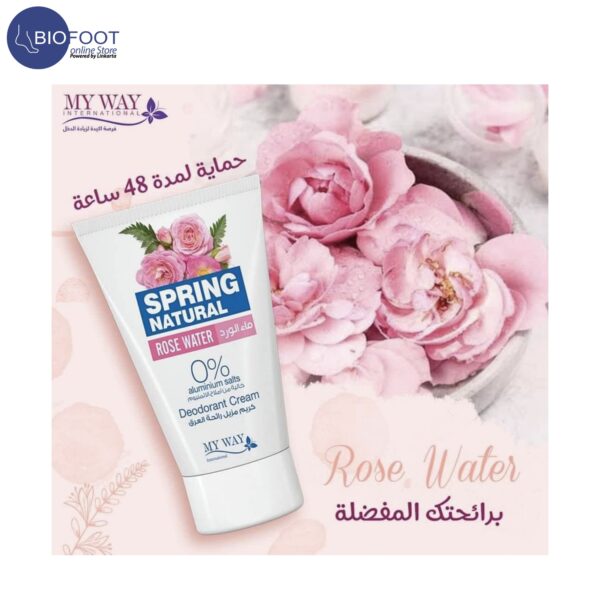 Spring Natural Rose Water 0% Aluminium Salt Deodorant Cream 40ml - Image 4
