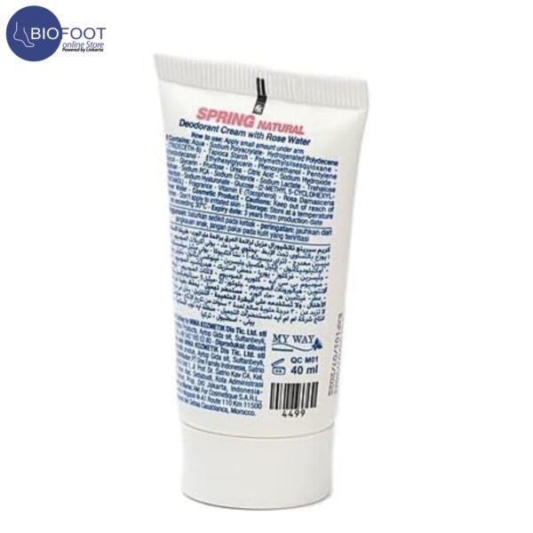 Spring Natural Rose Water 0% Aluminium Salt Deodorant Cream 40ml - Image 2