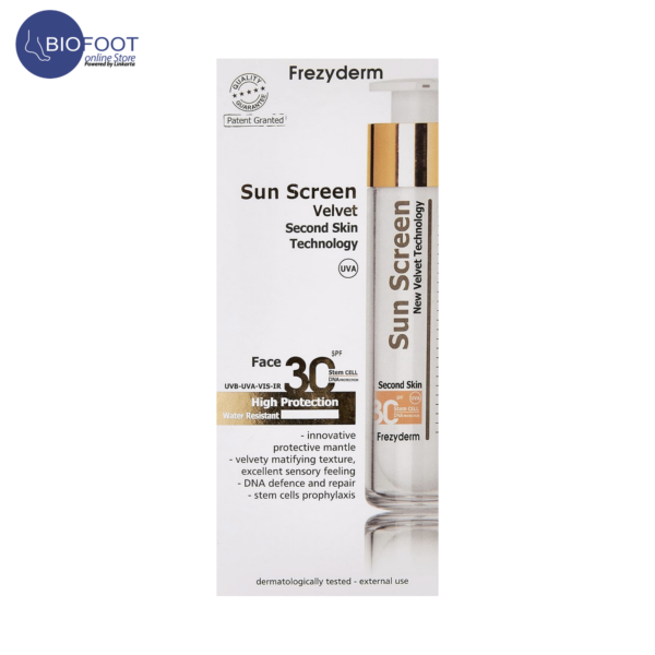 FrezyDerm Sun Screen Velvet  Fcae 30SPF High Protection 50ml - Image 2