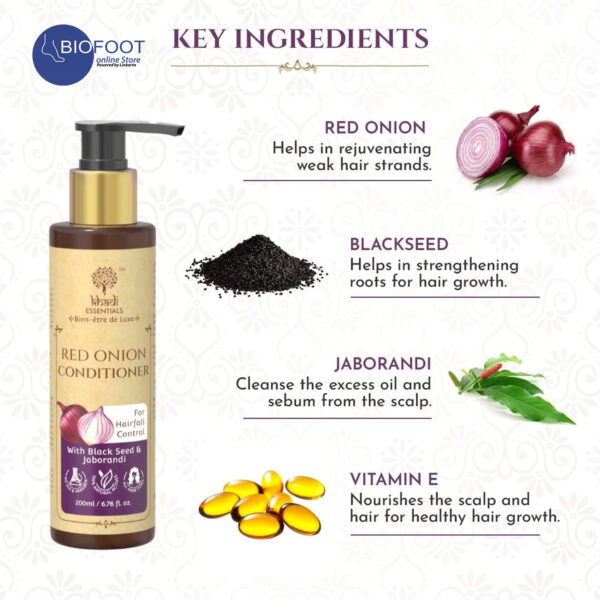 Khadi Red Onion Conditioner for Healthy Hair & Scalp 200ml - Image 4