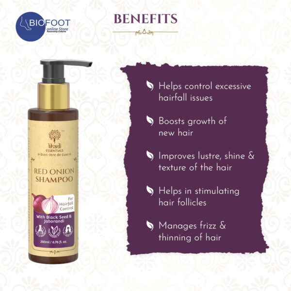 Khadi Red Onion Shampoo for Healthy Hair & Scalp 200ml - Image 2