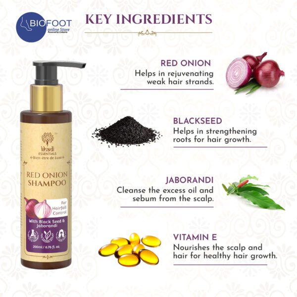 Khadi Red Onion Shampoo for Healthy Hair & Scalp 200ml - Image 4