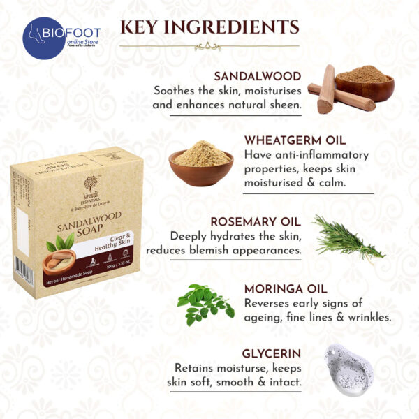 Khadi Sandalwood Soap Clear & Healthy Skin 100g - Image 2