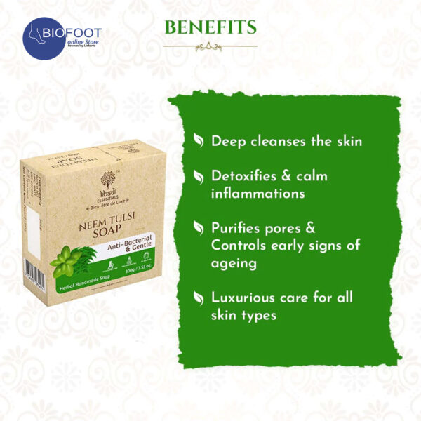 Khadi Neem Tulsi Soap Cleanses & Purifies Skin 100g - Image 3