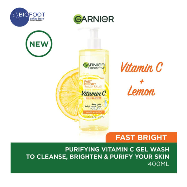 Garnier Fast Bright Vitamin C Purifying Gel Wash 400ml - Image 3