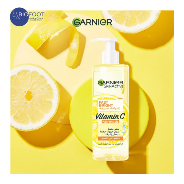 Garnier Fast Bright Vitamin C Purifying Gel Wash 400ml - Image 4