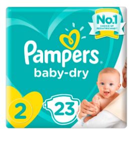 Pampers New Baby-Dry Diapers, Size 2, Mini, 3-6 kg, Carry Pack, 23 Count