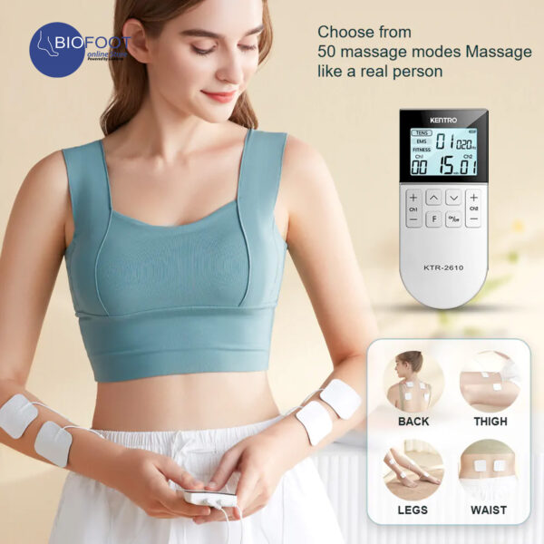 Kentro TENS & EMS & Fitness 3 in 1 Combination Multi-Function Physiotherapy Device Unisex Adult Muscle Simulator with 50 Massage Modes for Pain Relief & Muscle Training, KTR-2610 - Image 7