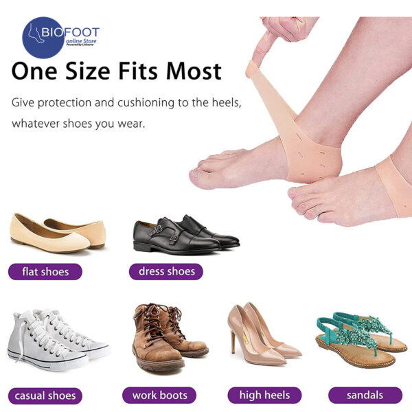 BIOFOOT Silicone Gel Heel Protector for Cracked heel, Plantar Fasciitis, Breathable Heel Cups for Heel Pain Relief Pair Sleeve - Image 4