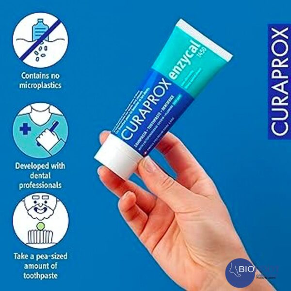 Curaprox Enzycal 1450, 75ml. Fluoride Toothpaste to protect against decay & fight against plaque. - Image 2