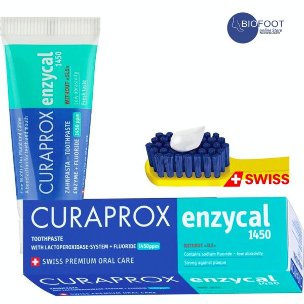 Curaprox Enzycal 1450, 75ml. Fluoride Toothpaste to protect against decay & fight against plaque. - Image 3