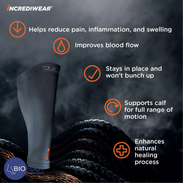 INCREDIWEAR Calf Sleeve Charcoal Pair - Image 3